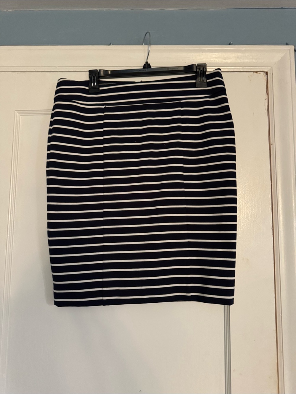 Michael Kors Navy and White Striped Pencil Skirt